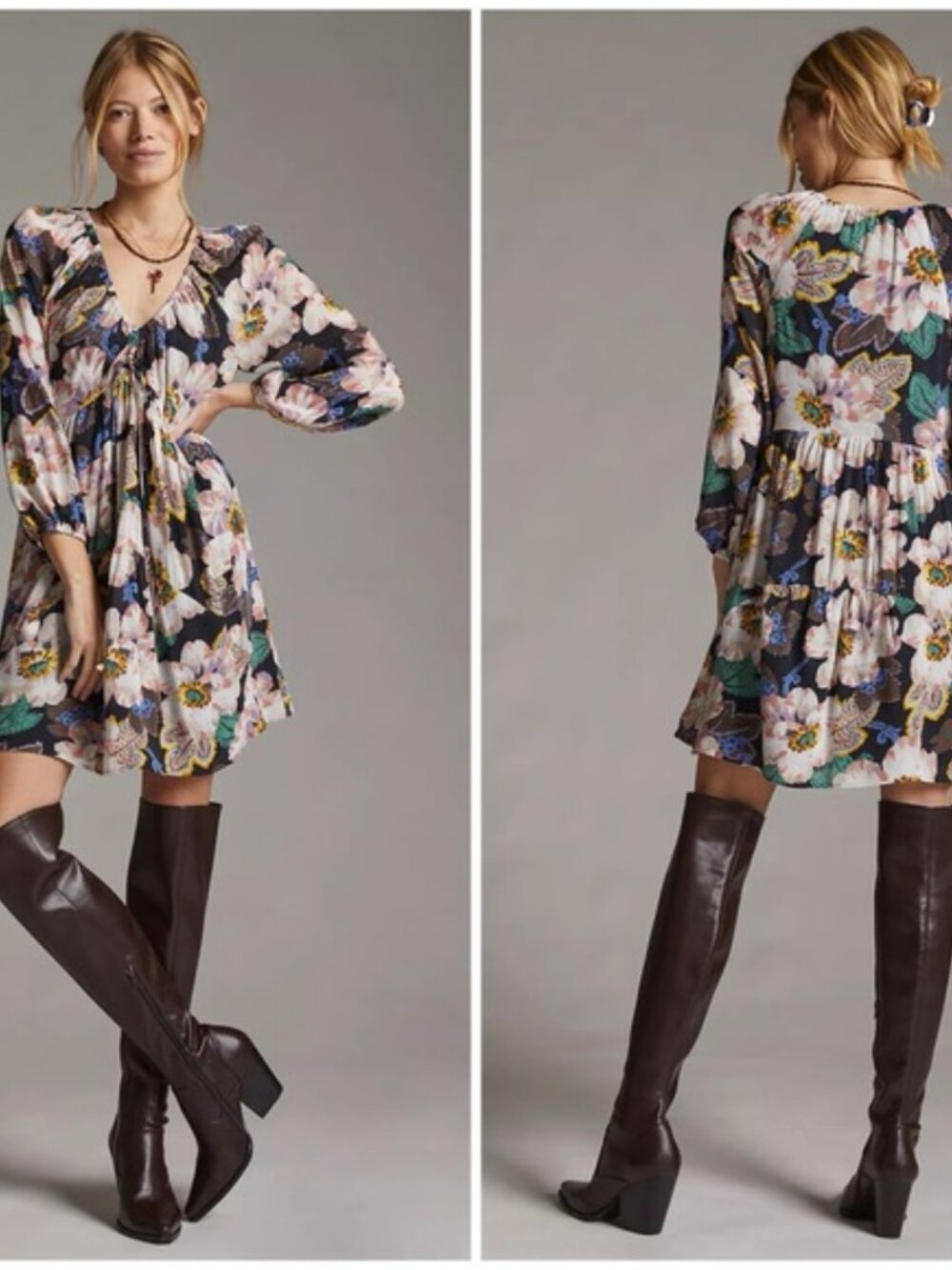 Anthropologie Tiered V-Neck Tunic Dress - Picture 6 of 6
